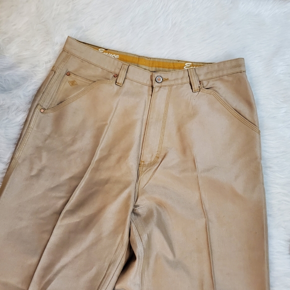 Vintage 90s Enyce Beige Brown Oiled Carpenter Jeans - Picture 3 of 10